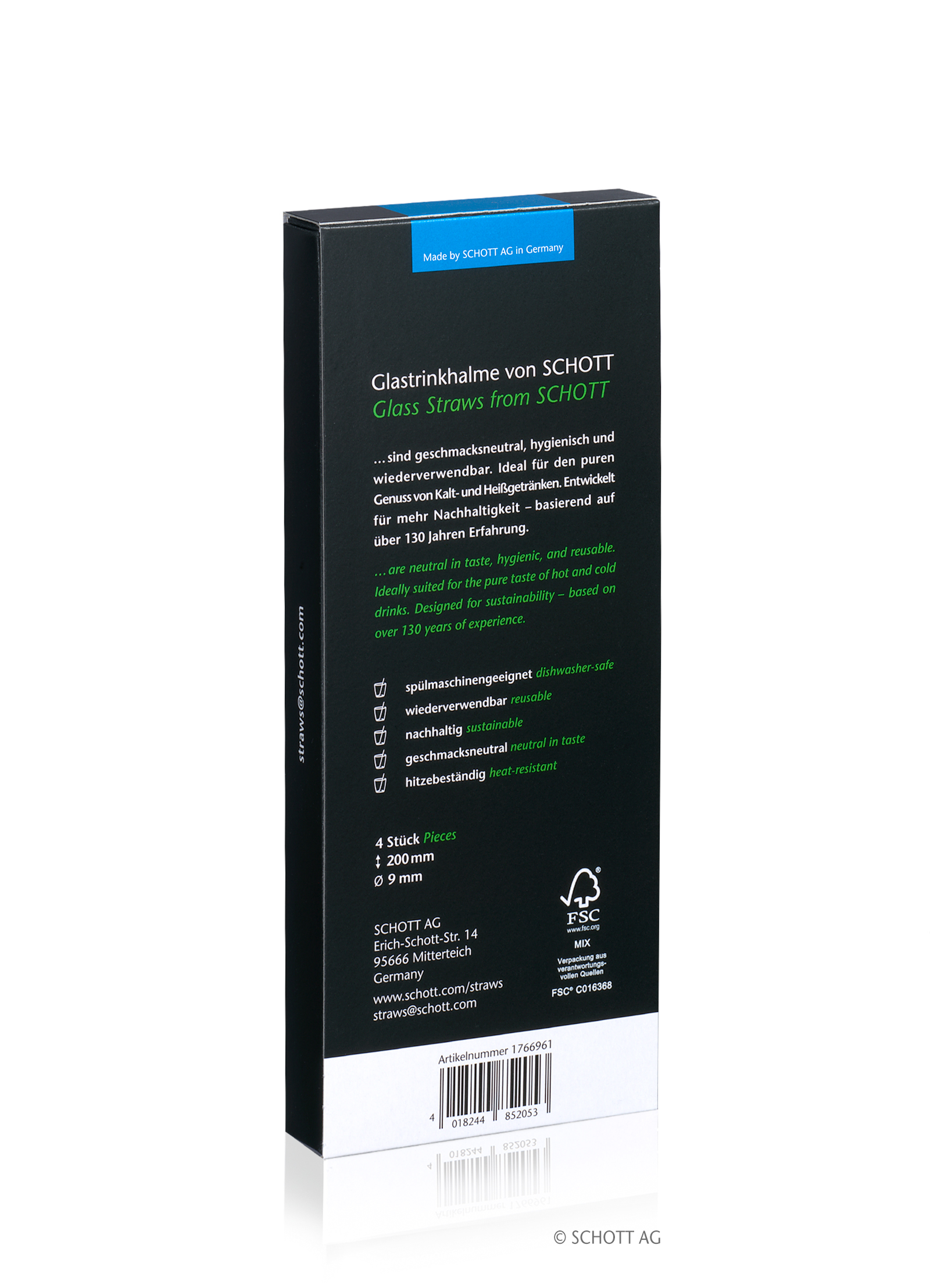 SCHOTT Glastrinkhalm im 4er Set / 200mm – Bild 2